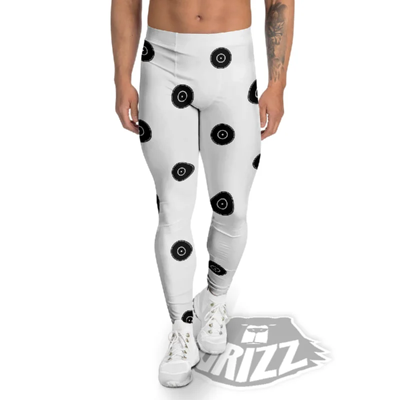 Best Seller Vinyl White And Black Print Pattern Men's Leggings