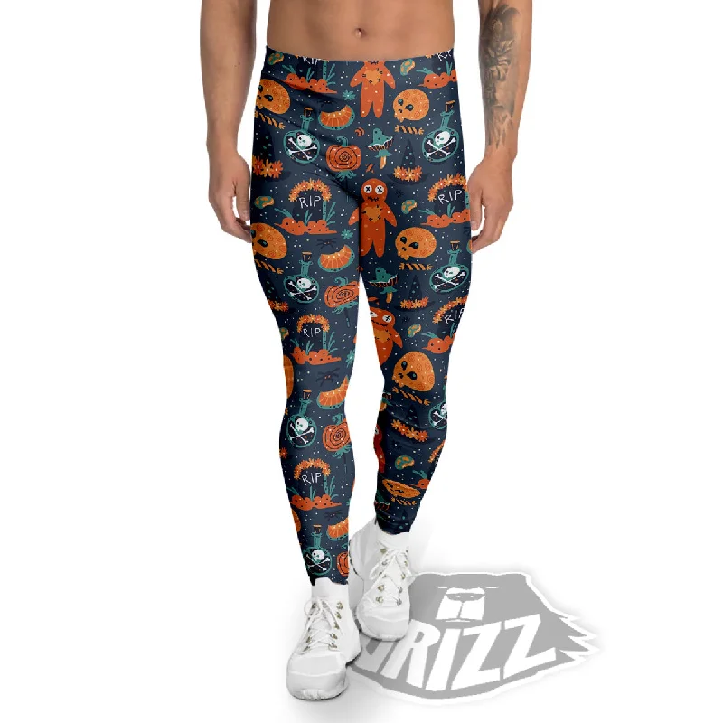 Savings Alert Voodoo Doll Halloween Print Pattern Men's Leggings