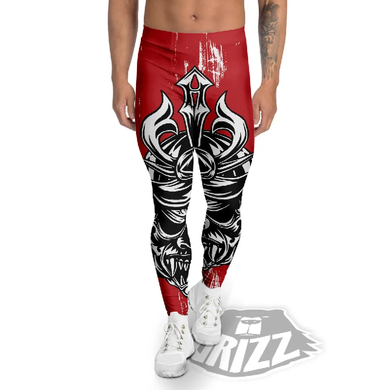Factory Direct Sale Warrior Japanese Samurai Print Men's Leggings