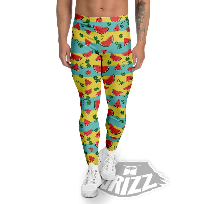 Stock Clearance Watermelon Pieces Yellow Print Pattern Men's Leggings