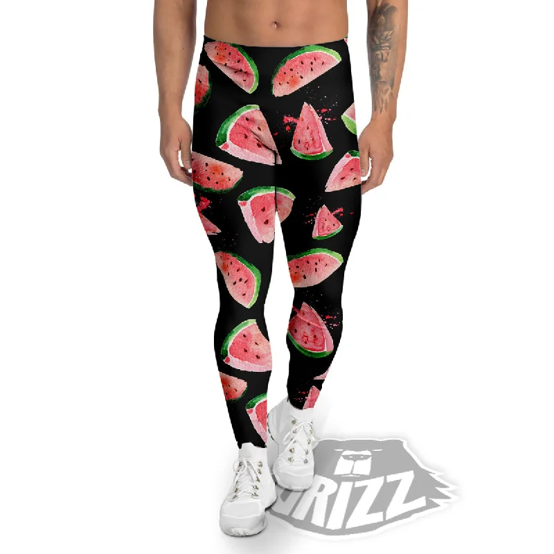 New Markdowns Watermelon Watercolor Print Pattern Men's Leggings