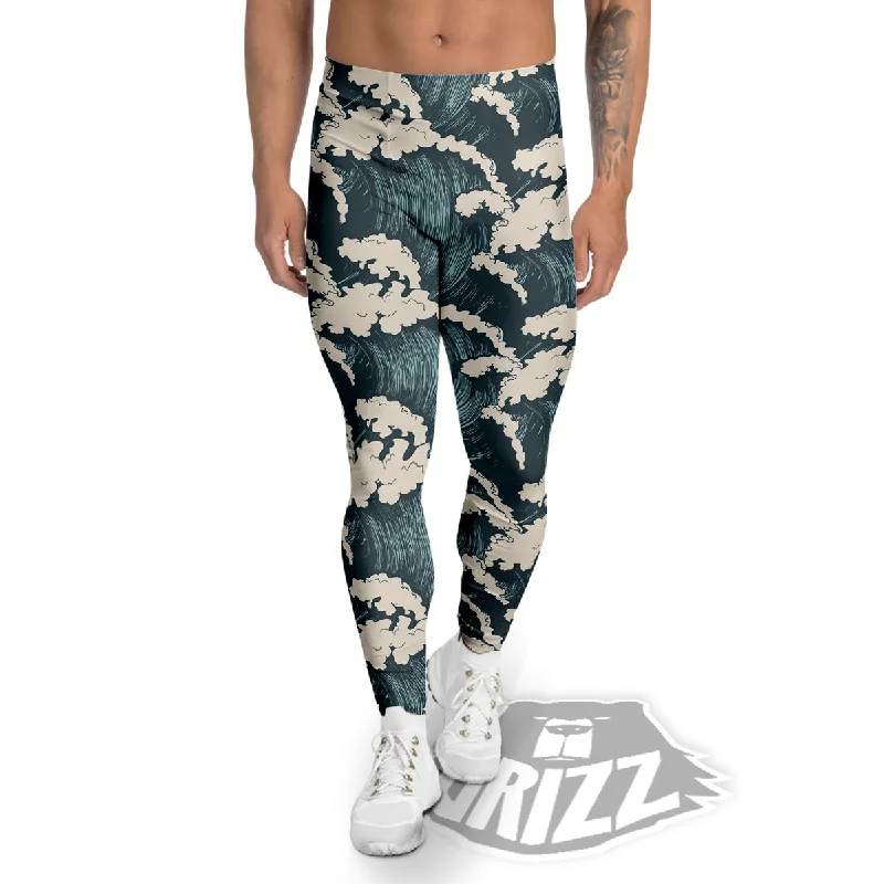 Don't Wait Wave Water Print Pattern Men's Leggings