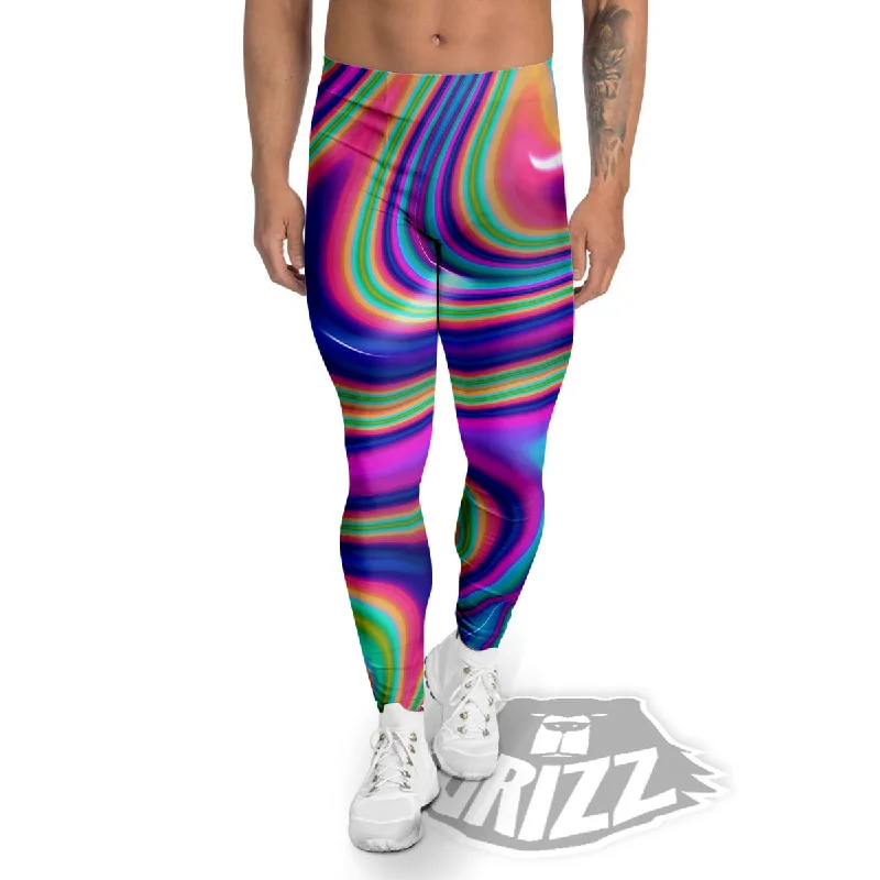Year-End Sale Waves Holographic Print Men's Leggings