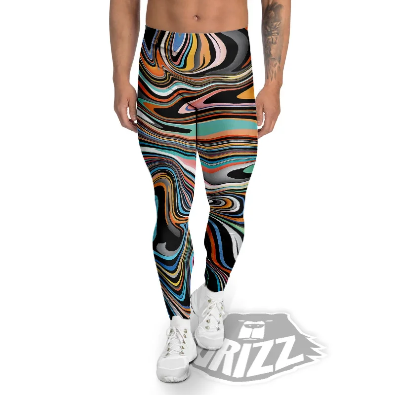 Instant Discount Wavy Psychedelic Print Pattern Men's Leggings