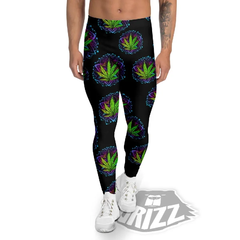 Bonus Savings Weed Leaf Trippy Print Pattern Men's Leggings