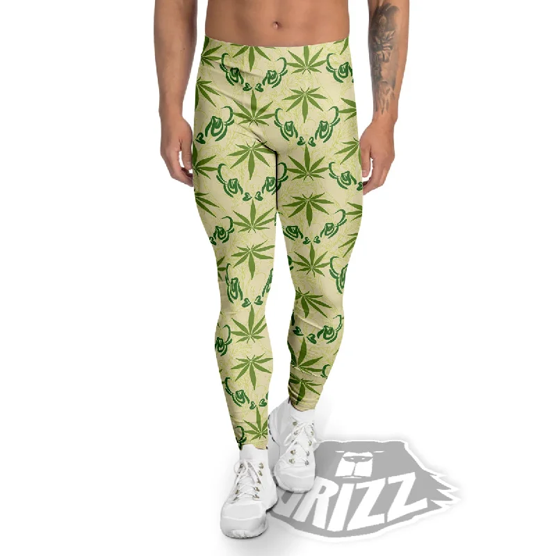 Deal Dash Weed Zigzag Print Pattern Men's Leggings