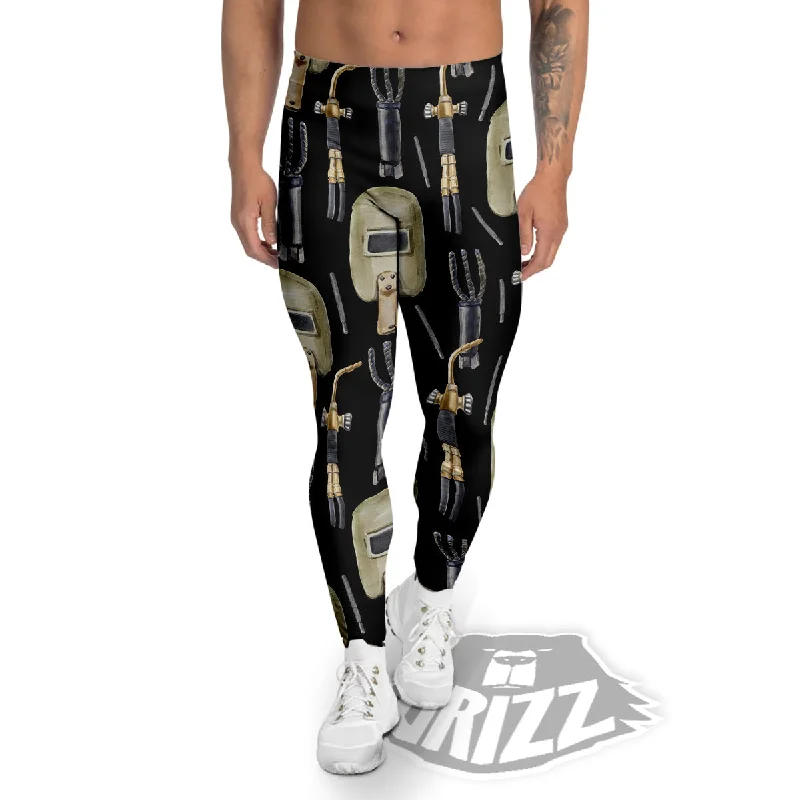 Bargain Prices Welder Watercolor Print Pattern Men's Leggings