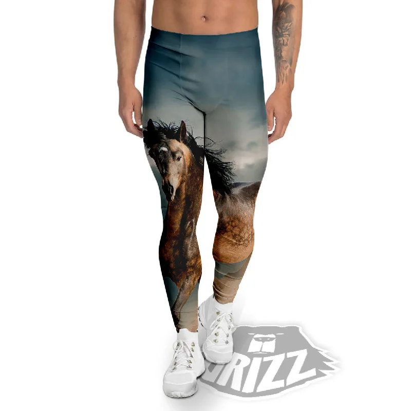 Shop and Save Wild Horses Running Print Men's Leggings