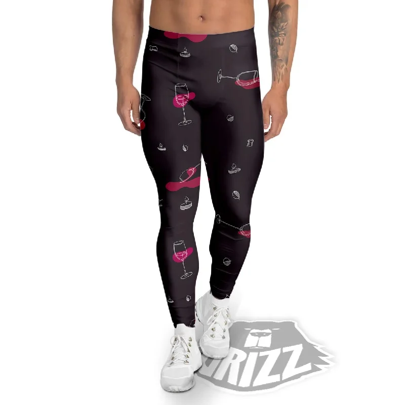 Markdowns Wine Splash Print Pattern Men's Leggings