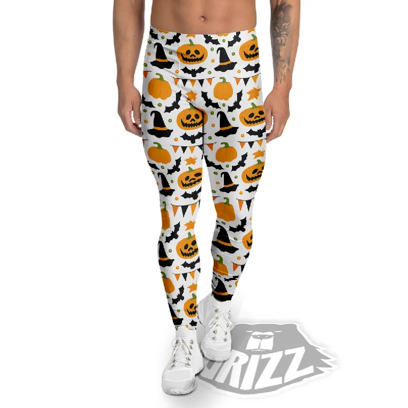 Overstock Witch Hat Halloween Print Pattern Men's Leggings