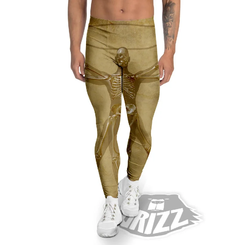 Major Savings X-Ray Vitruvian Man Print Men's Leggings