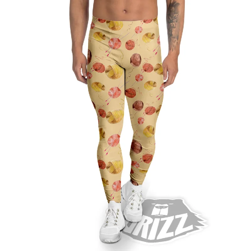 Discount Deals Yarn Watercolor Print Pattern Men's Leggings
