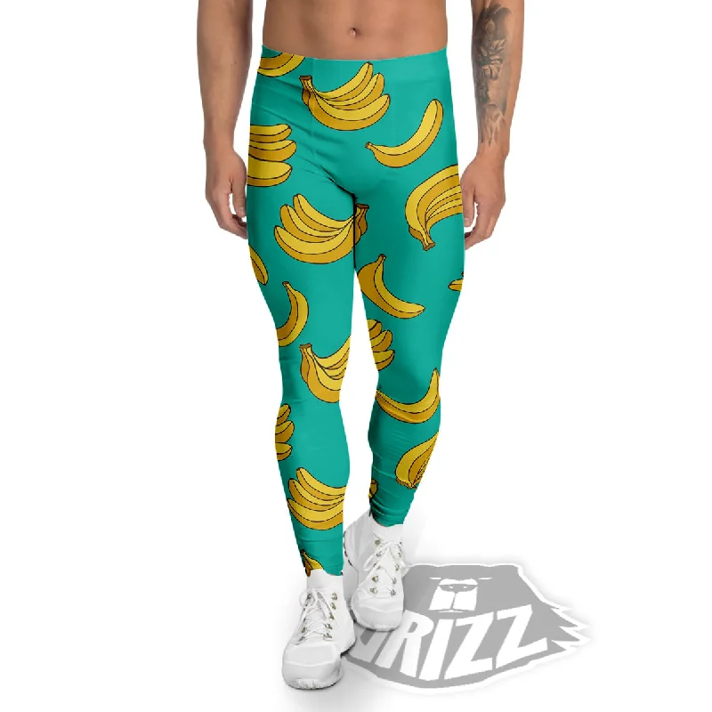 Bonus Savings Yellow Banana Print Pattern  Men's Leggings