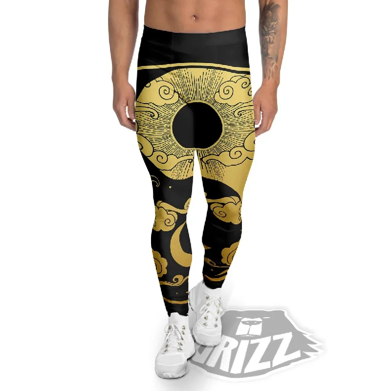 Closeout Sale Yin Yang Moon And Sun Print Men's Leggings