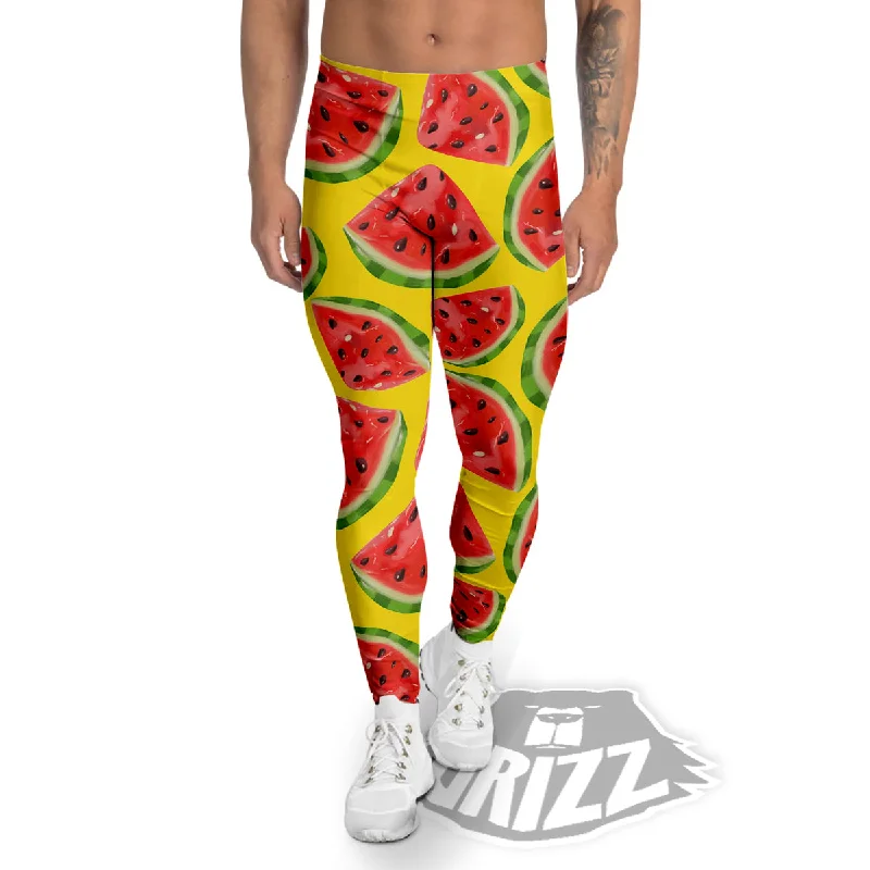 Special Buy Yummy Watermelon Pieces Print Pattern Men's Leggings