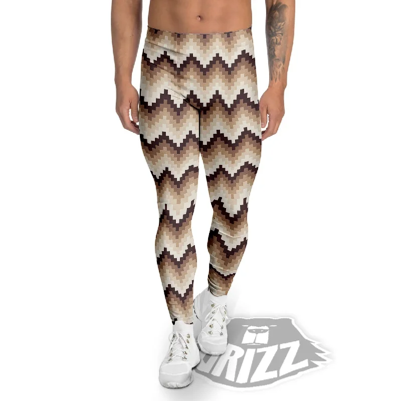 Friends and Family Sale Zigzag Pixel Print Pattern Men's Leggings