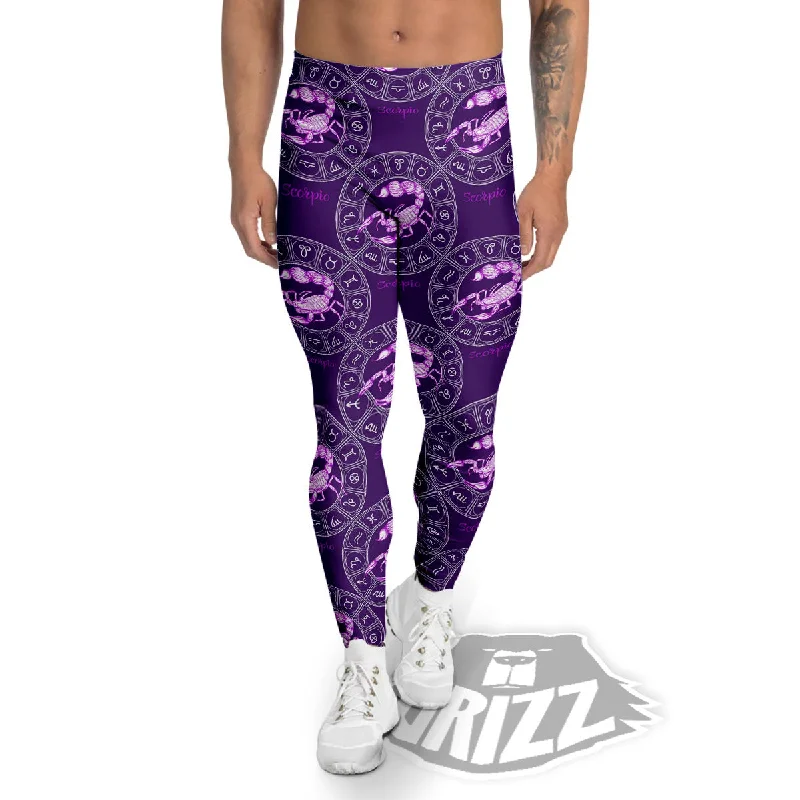 Best Seller Zodiac Scorpio Purple Print Pattern Men's Leggings