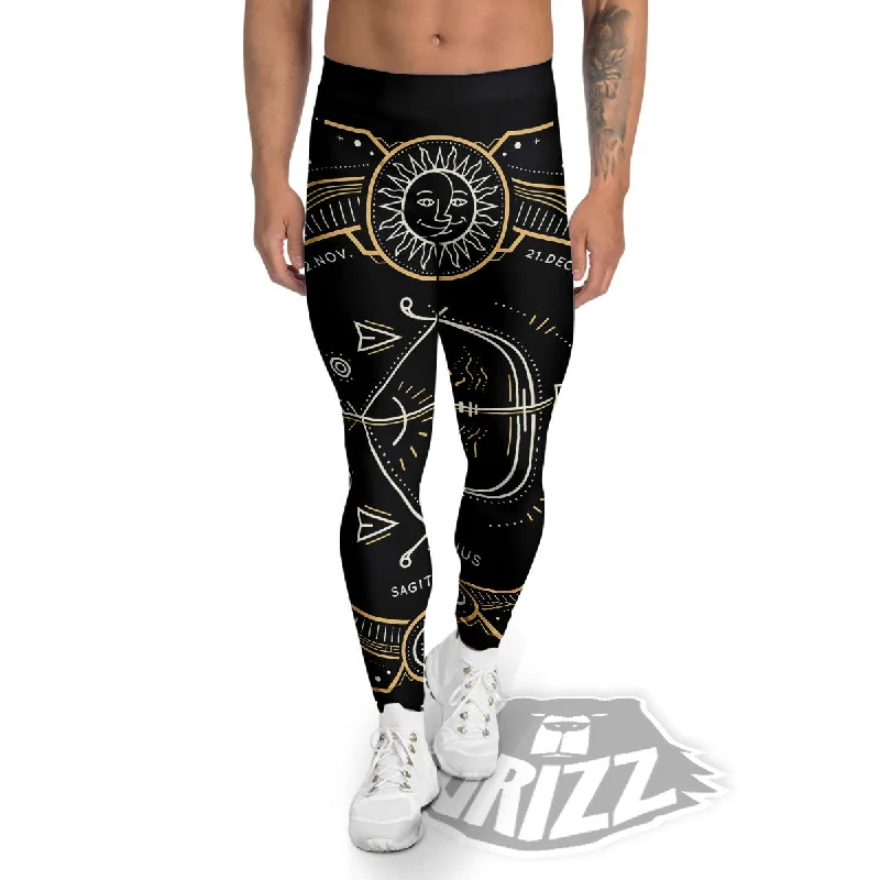 Unbeatable Prices Zodiac Sign Vintage Sagittarius Print Men's Leggings