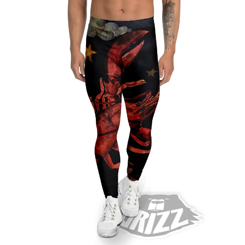 Overstock Zodiac Sign Watercolor Cancer Print Men's Leggings