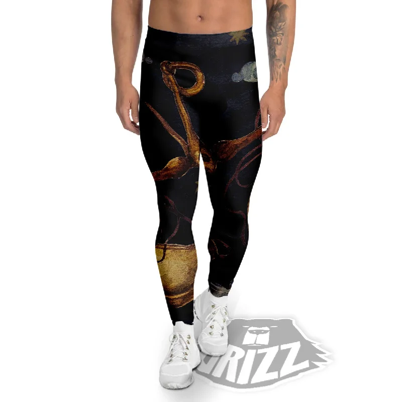 Instant Discount Zodiac Sign Watercolor Libra Print Men's Leggings