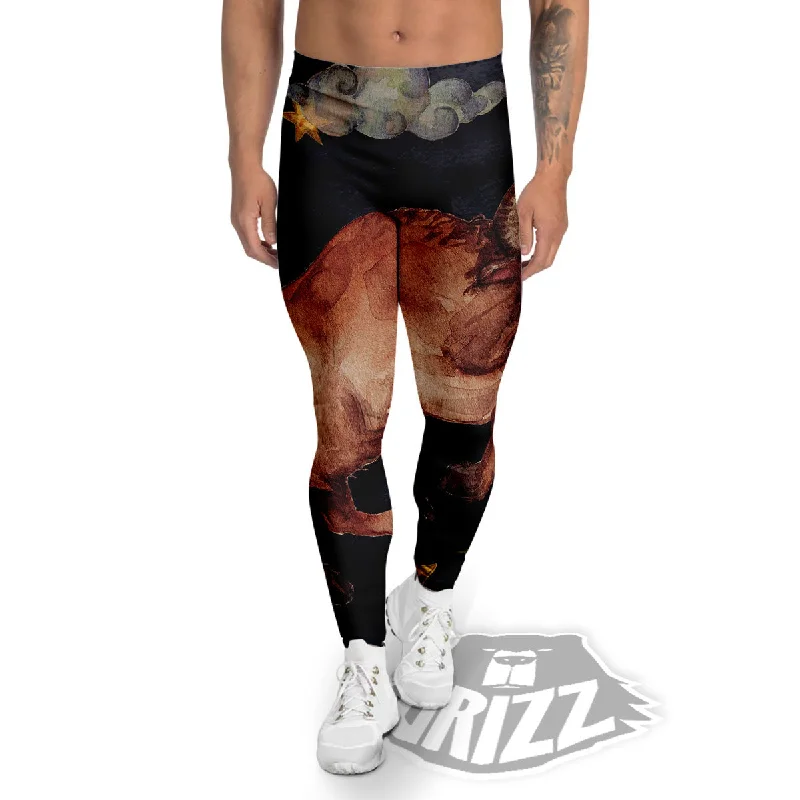 Deep Discounts Zodiac Sign Watercolor Taurus Print Men's Leggings
