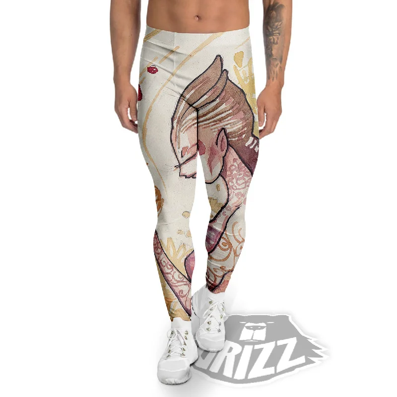 Closeout Zodiac Sign Watercolor Virgo Print Men's Leggings