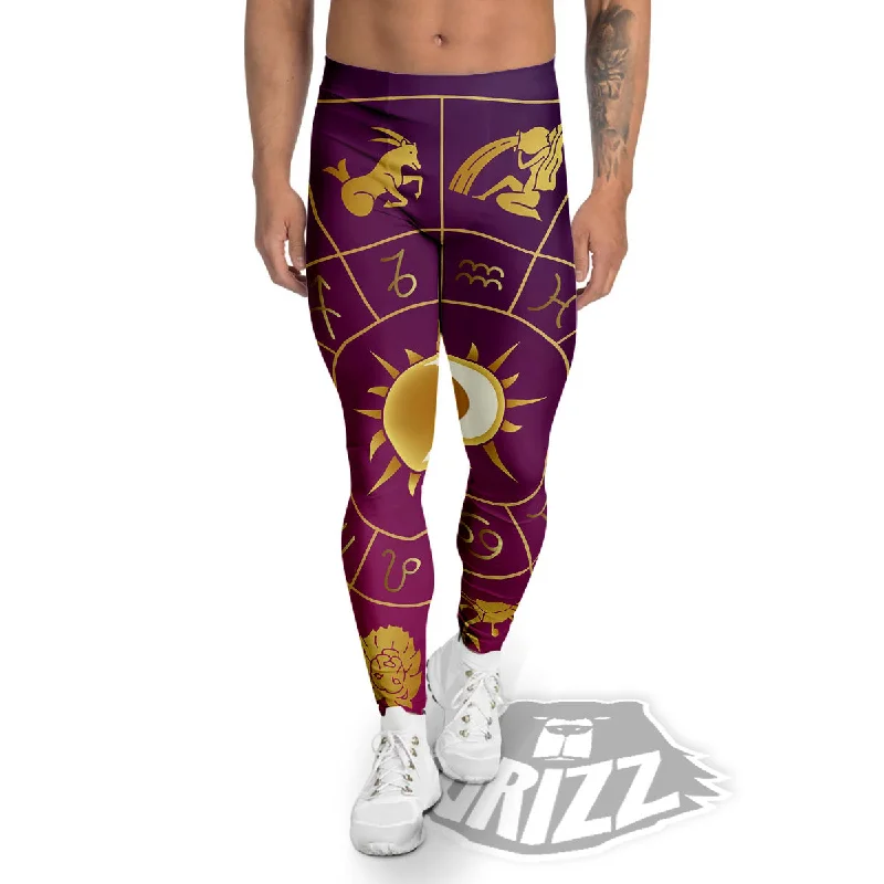 Act Fast Zodiac Wheel Symbols Print Men's Leggings