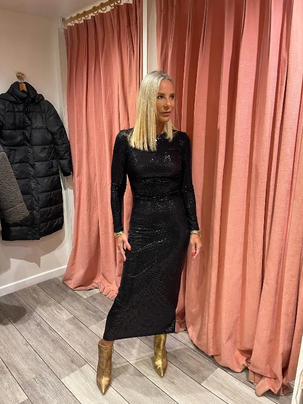Blowout Sale 24287 Sequin Dress - Black