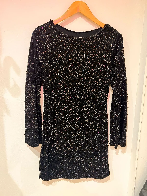 Warehouse Sale 36372 Velvet Sequin Dress - Black