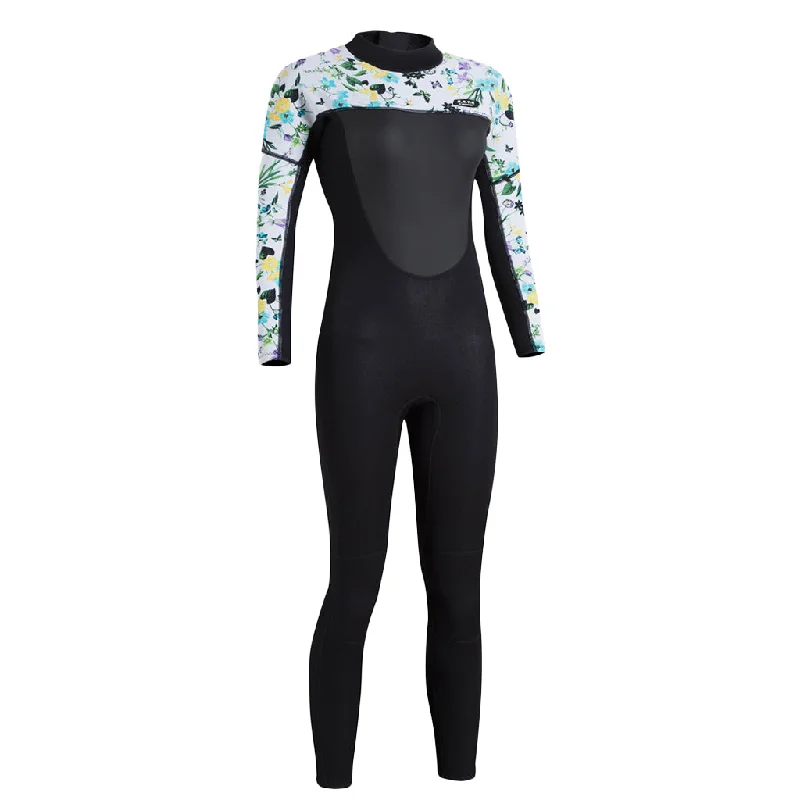 Can't Miss Maxbell 3mm Neoprene Wetsuits Long Sleeve Diving Suit Jumpsuits Black-Floret-L Can't Miss Maxbell 3mm Neoprene Wetsuits Long Sleeve Diving Suit Jumpsuits Black-Floret-L