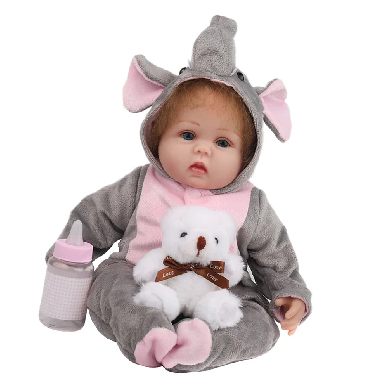 Overstock Sale Maxbell 45cm Simulation Silicone Reborn Doll Model in Elephant Jumpsuit Kids Gift Overstock Sale Maxbell 45cm Simulation Silicone Reborn Doll Model in Elephant Jumpsuit Kids Gift