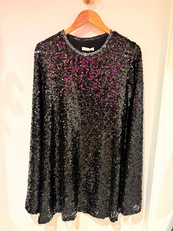 Inventory Reduction 8986 Sequin Open Sleeve Dress - Black