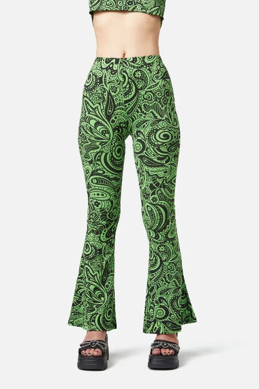Value Deals Acid Paisley Jersey Flares