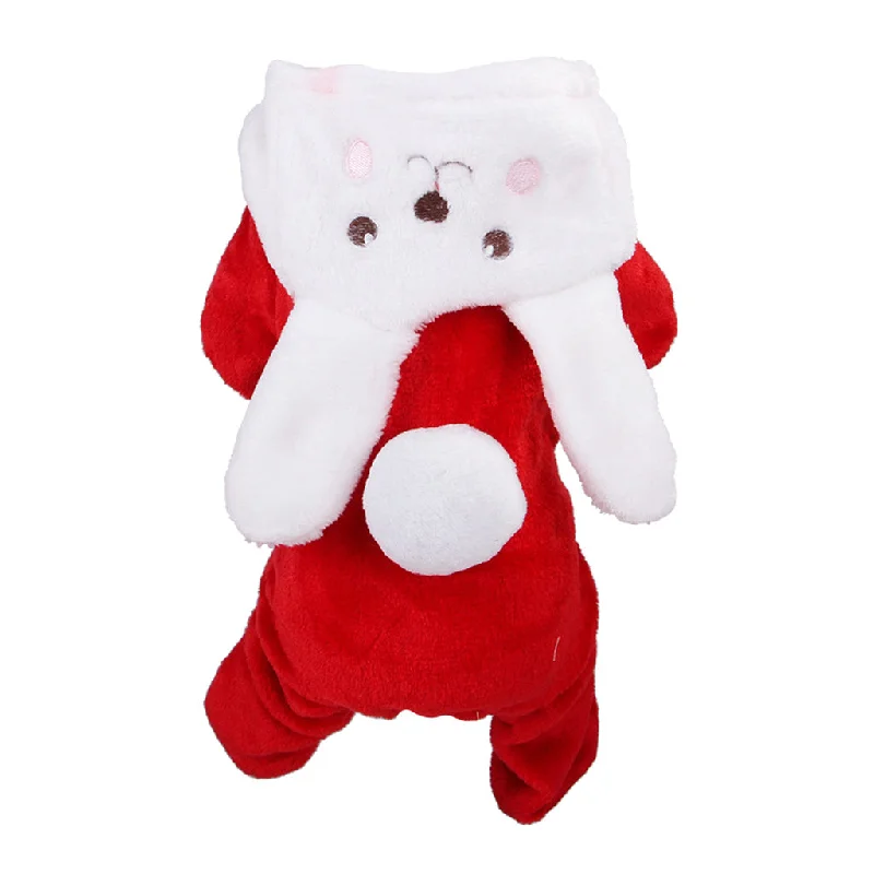 Deal Explosion Maxbell Adorable Coral Fleece Pet Dress Up Costume Dog Coat Jumpsuit Rabbit XL