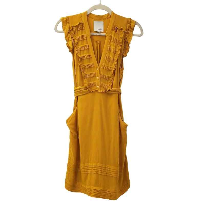 Deal Explosion Anthropologie Odille Ruffle Embellished Tie Waist Dress Size 0