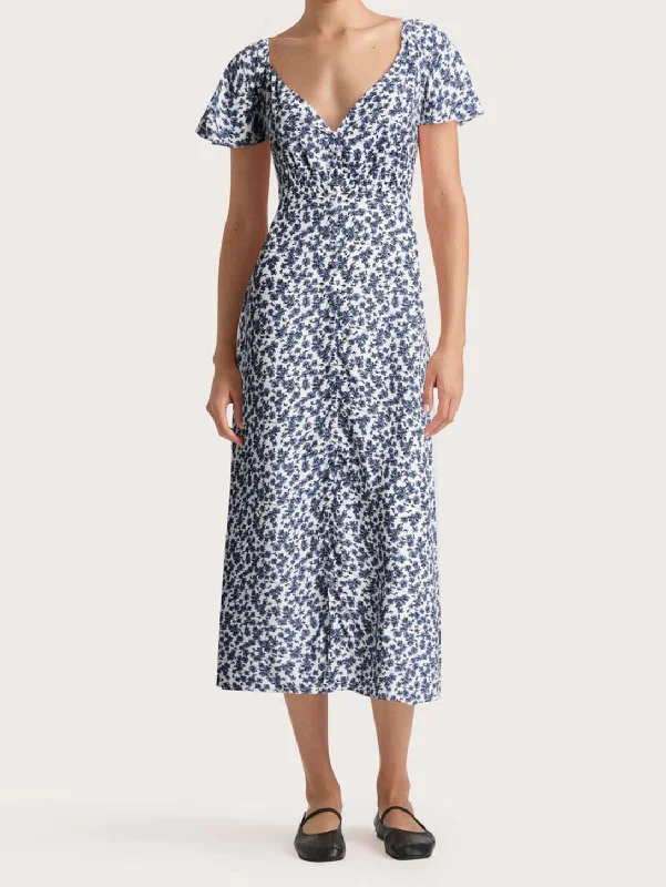 Exclusive Preview Aurelia Midi Dress - Mid Blue
