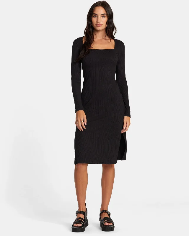 Price Reduction Avenue Rib Knit Dress - RVCA Black