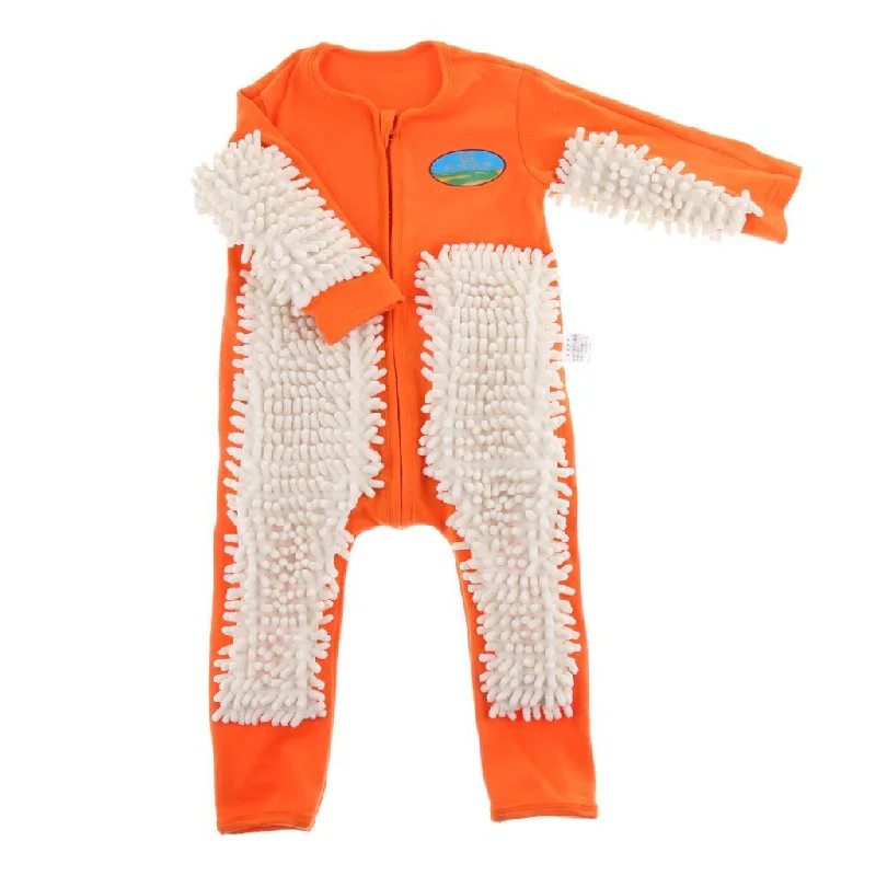 Bargain Blast Maxbell Baby Mop Romper Outfit Floors Cleaning Swob Jumpsuit Orange+Beige 85cm Bargain Blast Maxbell Baby Mop Romper Outfit Floors Cleaning Swob Jumpsuit Orange+Beige 85cm