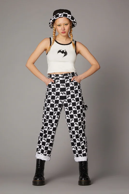 Huge Discounts Bat Check Print Goth Pant