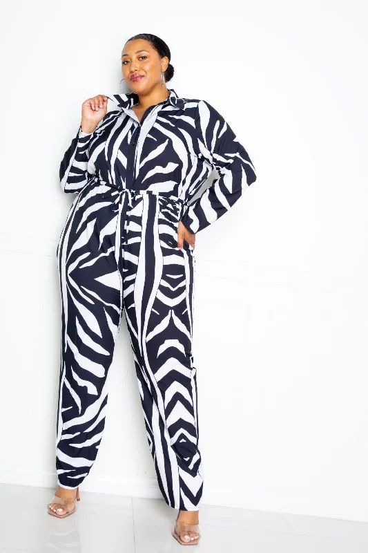 Can't Miss Button Up Long Sleeve  Jumpsuit