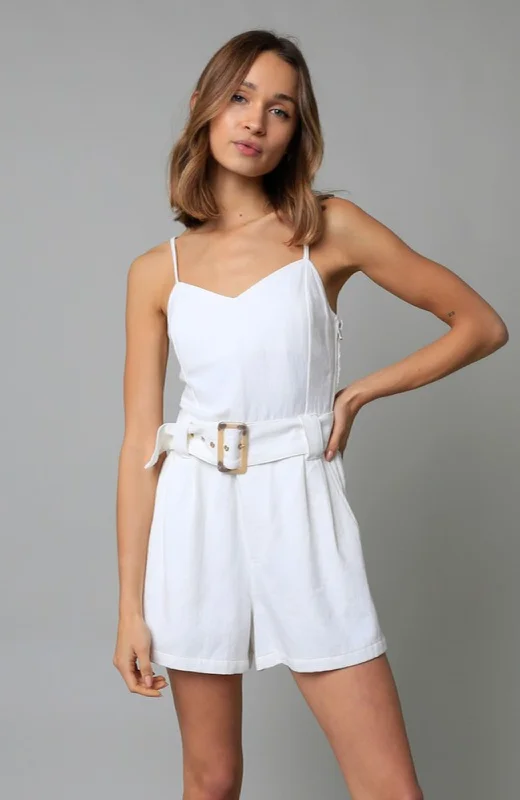 Final Sale Belted Canvas Twill Romper