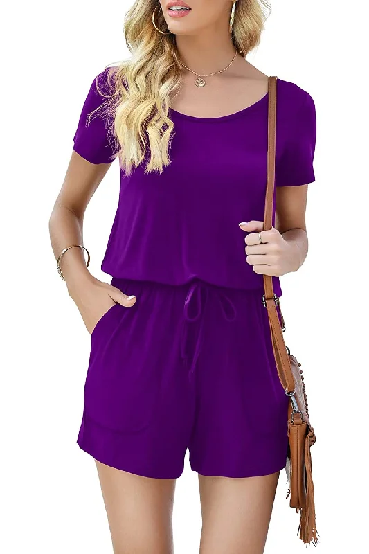 Special Price Bingerlily Women Purple Short Sleeve Romper