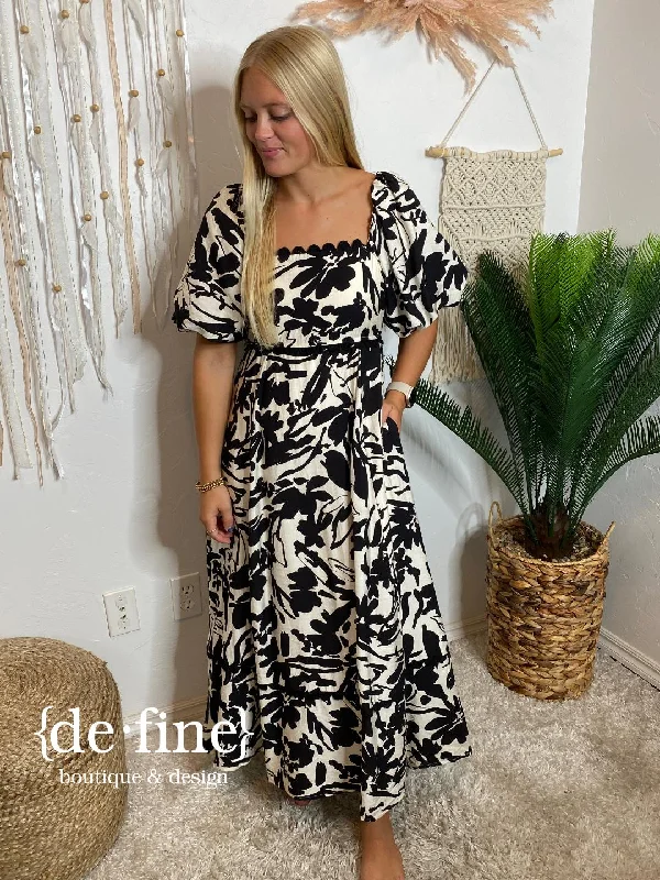 Huge Discounts Black and Cream Floral Dress in Regular & Curvy