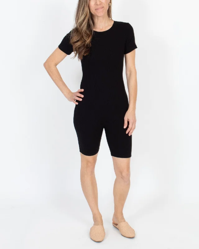 Warehouse Sale Black Ribbed Romper