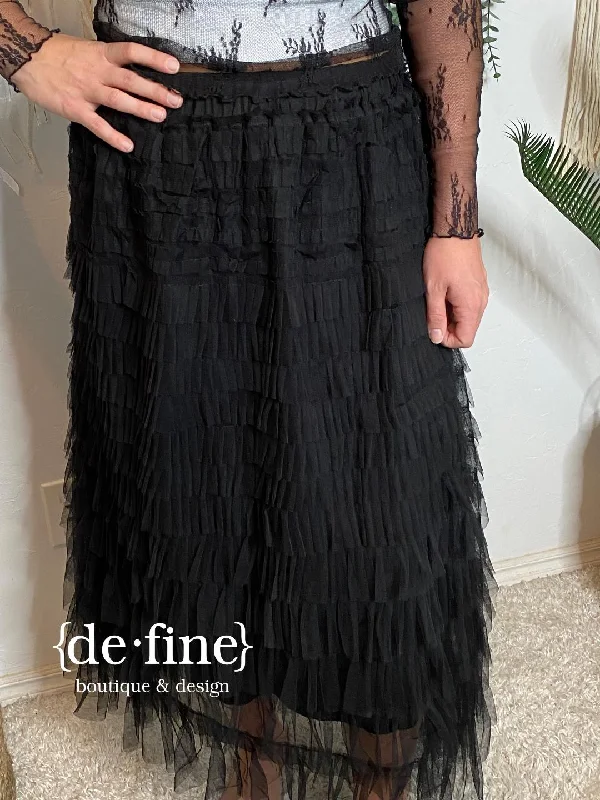 TIME-Limited Offer Black Tulle Ruffle Layered Skirt