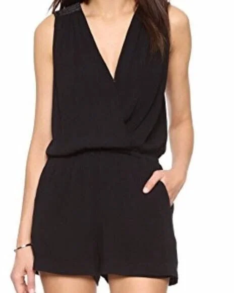 Limited Time Offer Black V Neck Romper