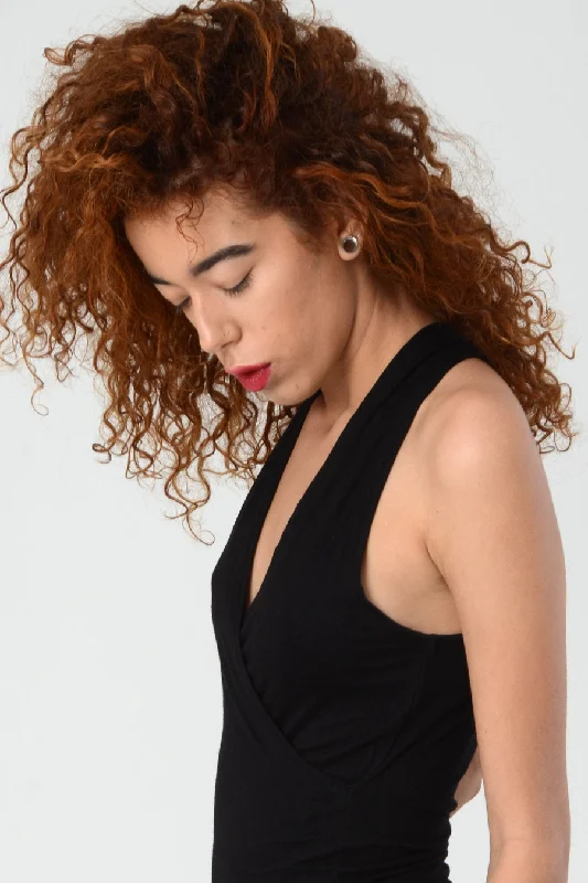 Don't Wait V Neck Black Harem Jumpsuit