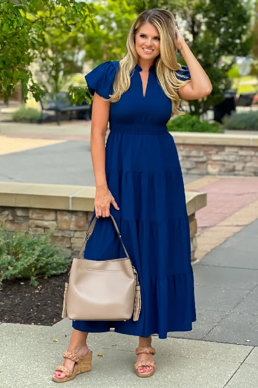 Best Bargains Blakely Tiered Dress : Navy