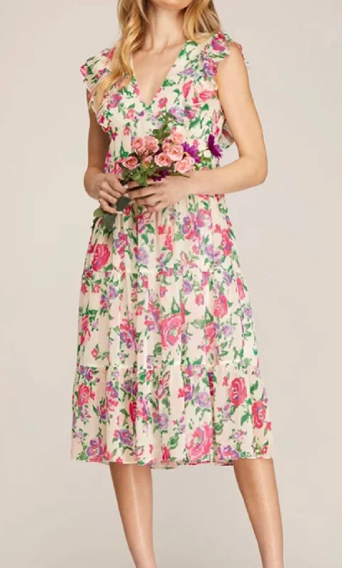 Deal of the Week Butterfly Sleeve Midi Dress in Pink