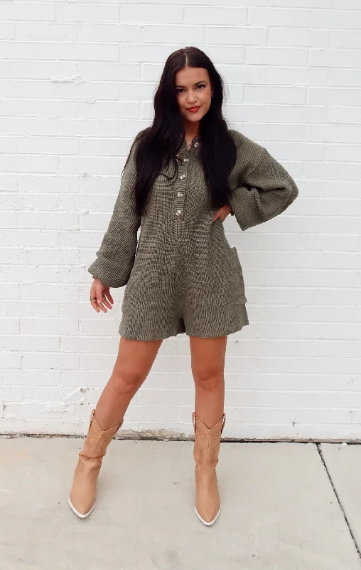 Price Drop Button Up Long Sleeve Romper